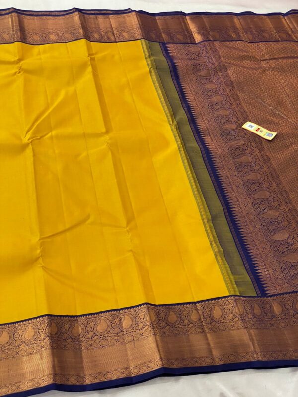 Pure Kanchipuram silk saree with 2 gram pure jari Copper Jari work