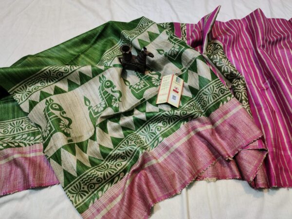 Printed Tussar silk saree