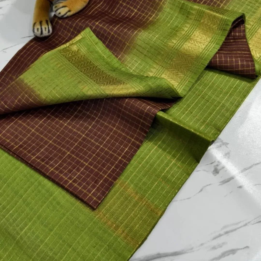 Semi Tussar Checks Saree