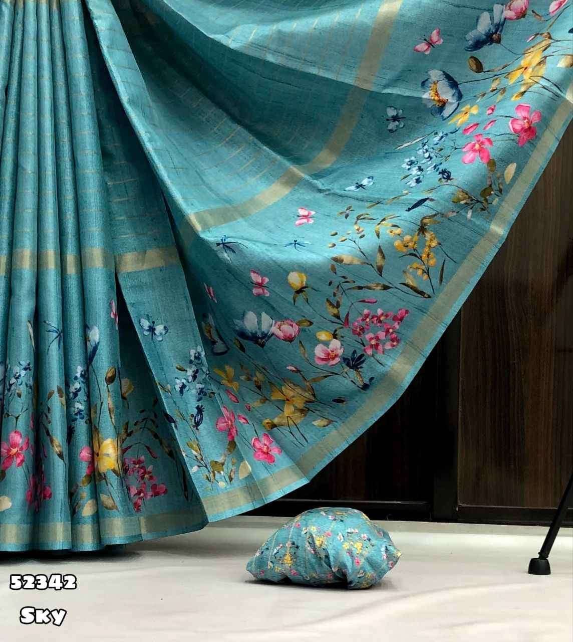 Fresh Dola Silk Floral Digital Printed Saree