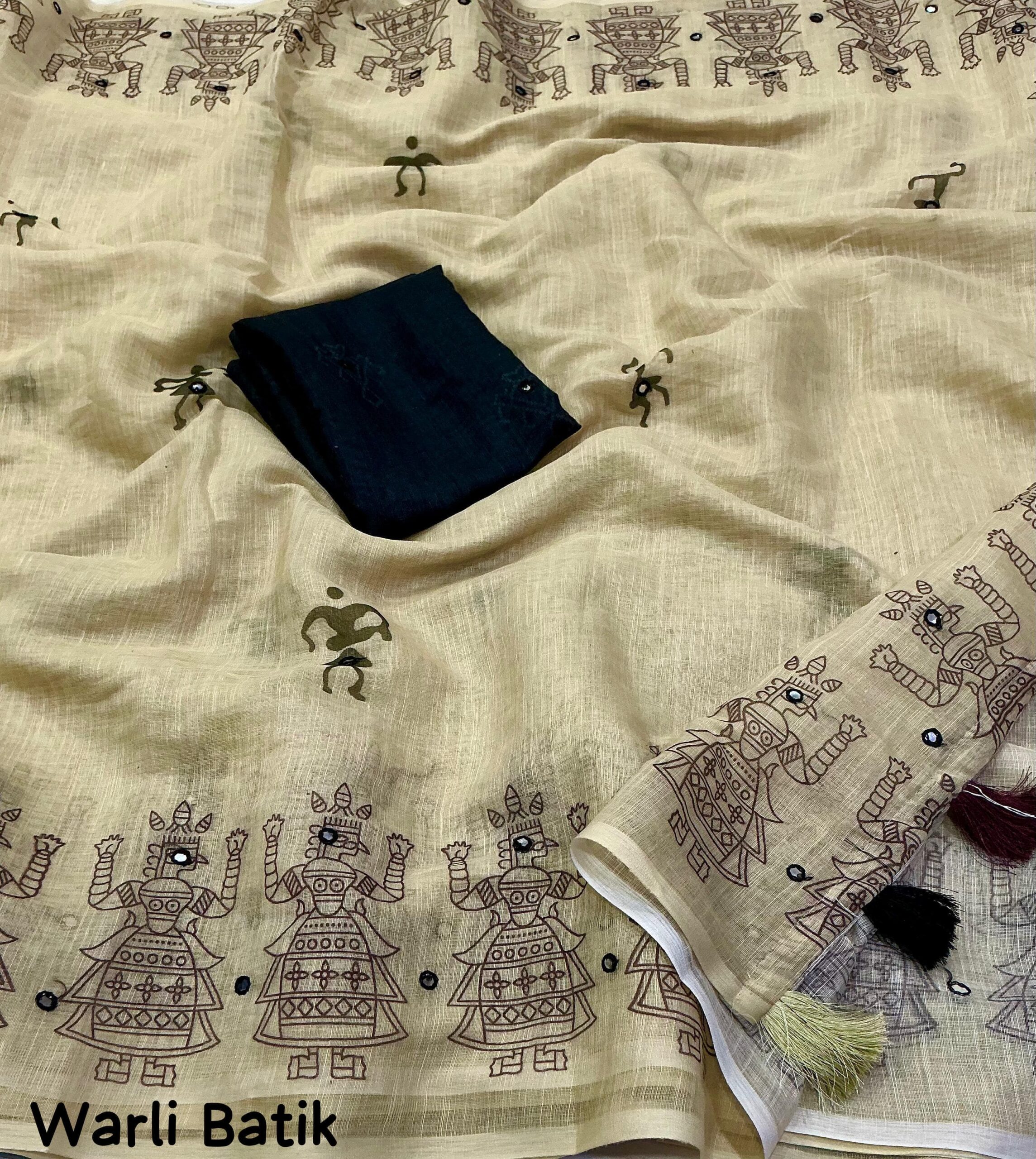 New Worli Printed Soft Linen Saree