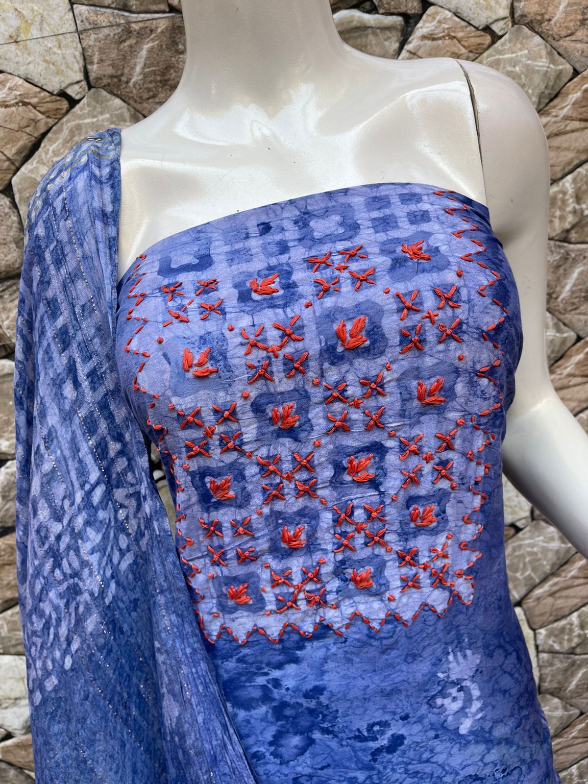 Batik Printed Silk Suit