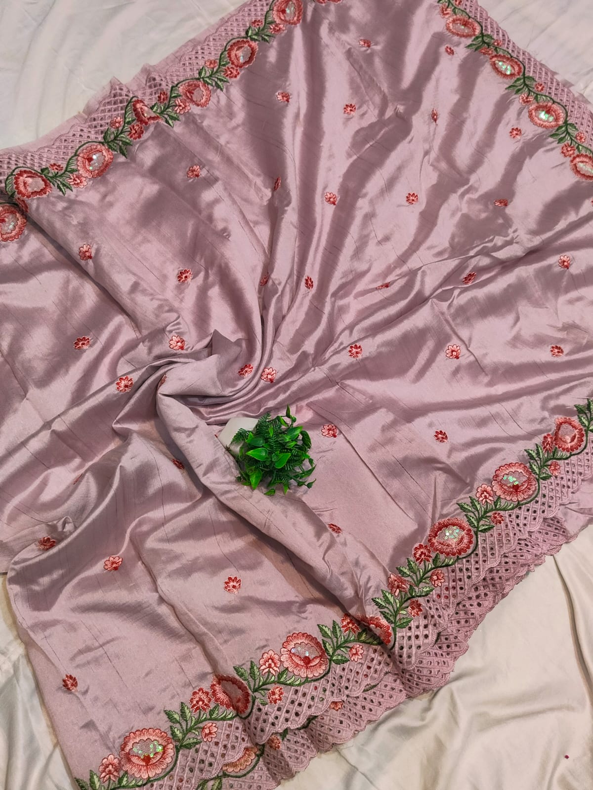 Heavy Cutwork Semi Tussar Sarees