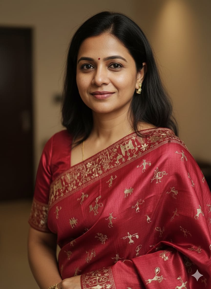 Tribal Art Semi Tussar Saree