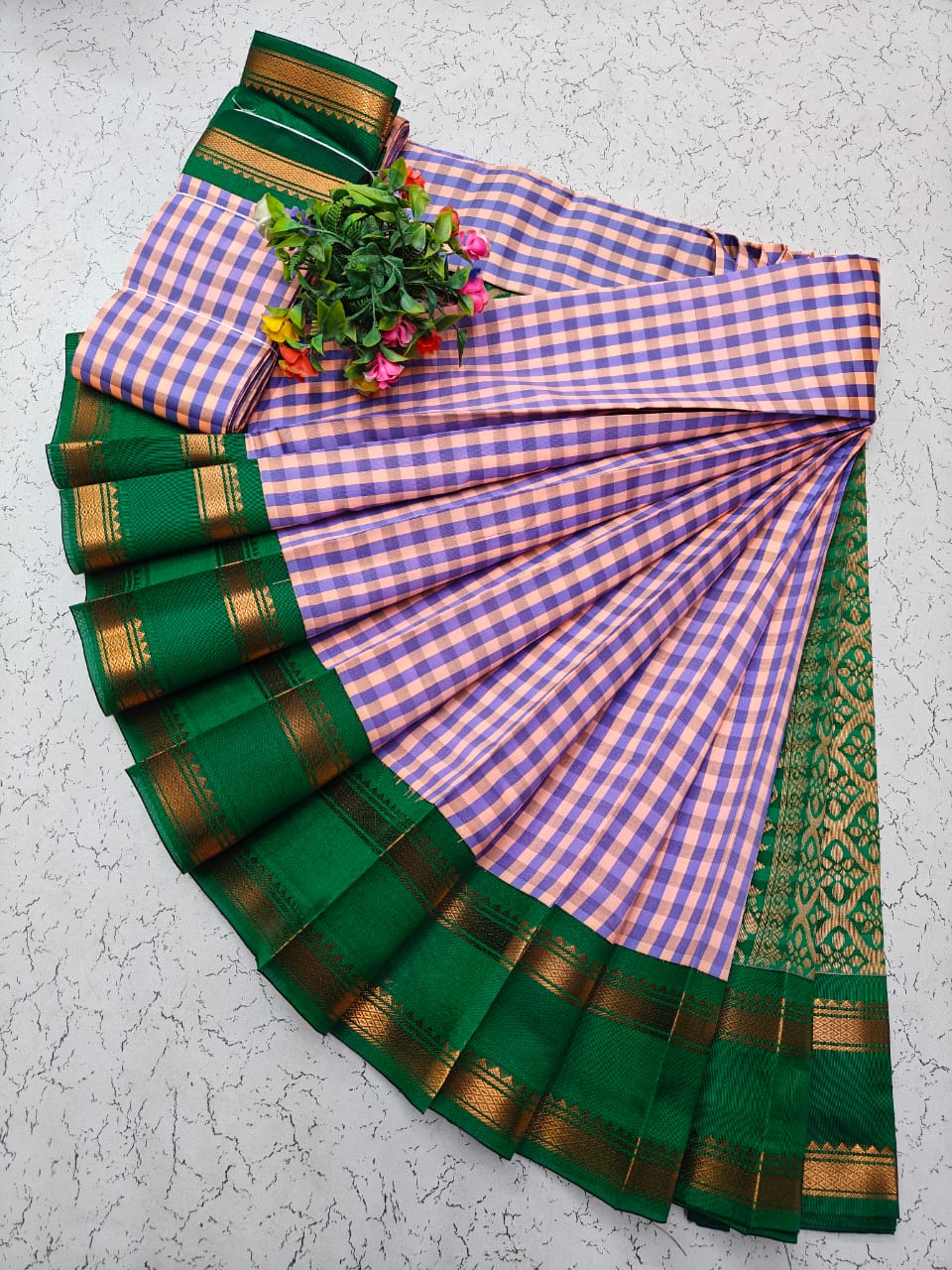New Multi-Colour Checks Sarees