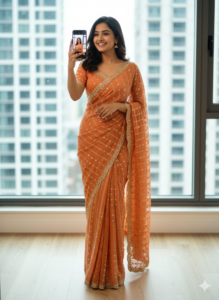 Partywear Sequence Work Saree