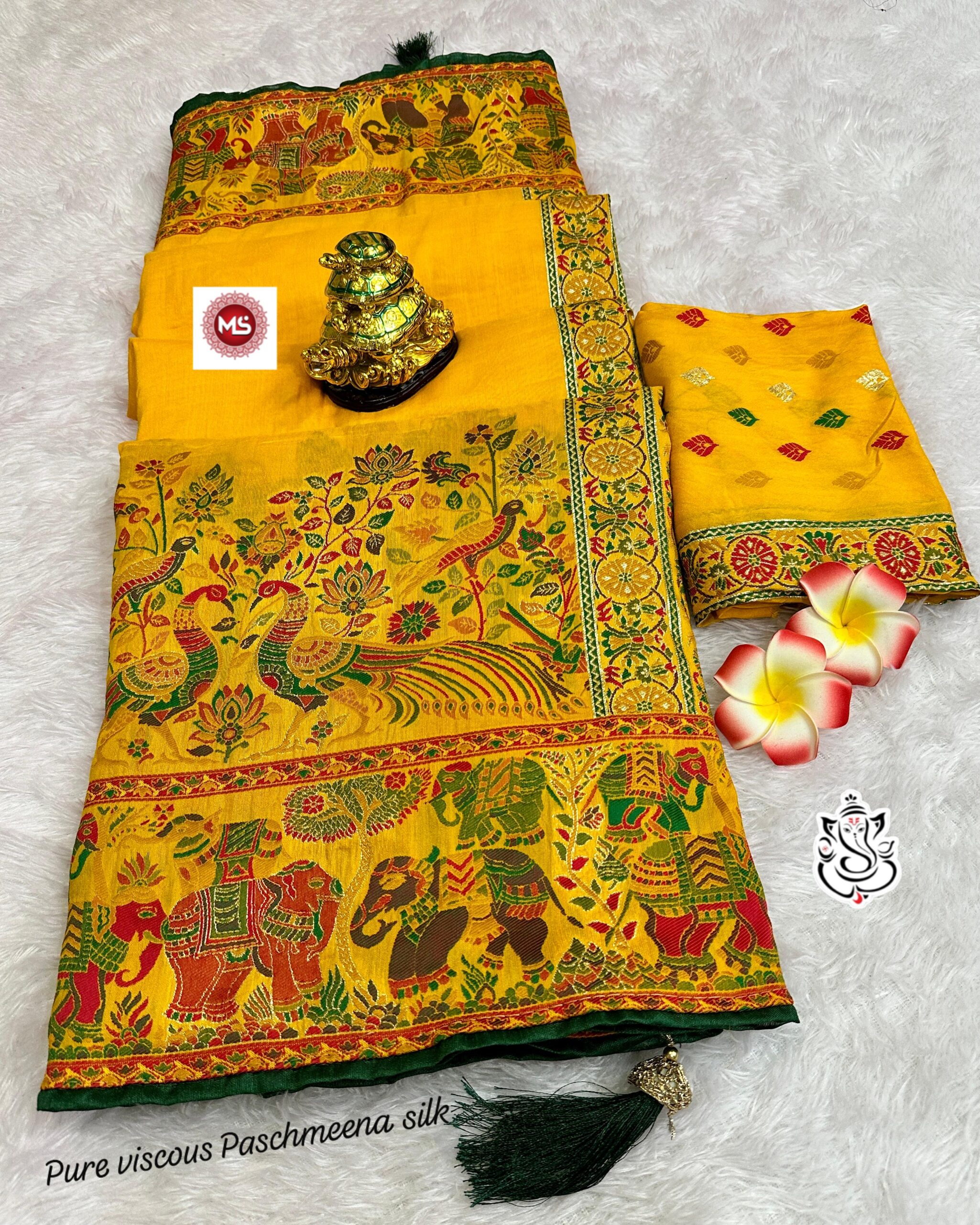 Pure Pashmeena Silk Saree