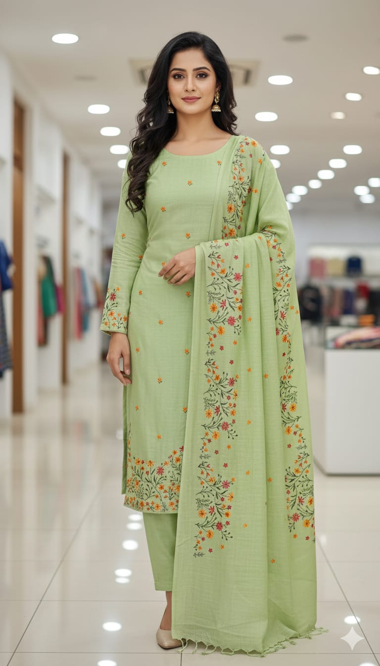 Linen Embroidered Suit Materials