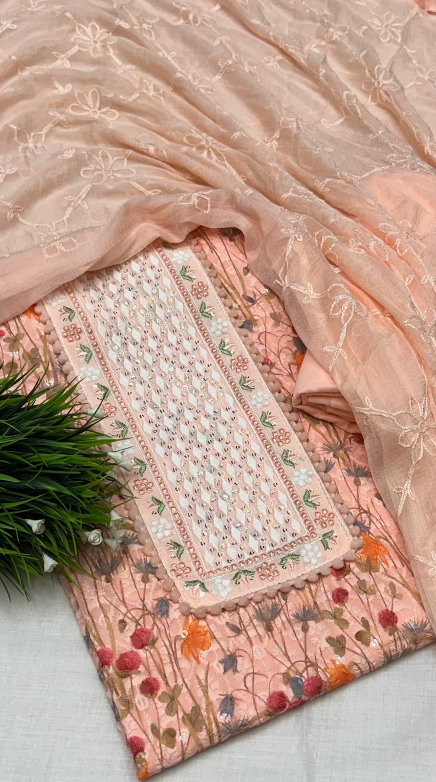 Pure  Embroidery Suit Set