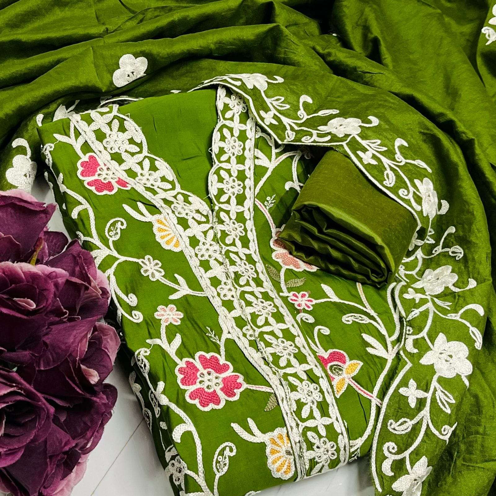 Heavy Kashmiri Work- Material Set