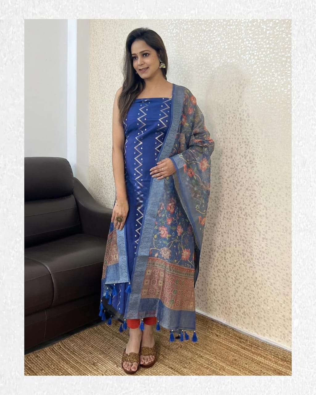 New Banarasi Mercerised Silk Unstitched Set